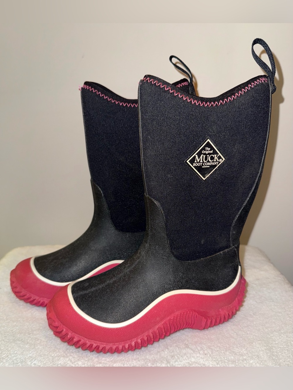 Muck Boot Company Kids Waterproof Neoprene Rain Boots Black Pink Youth Size 12